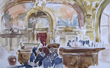 Peinture intitulée "Paris - Restaurant…" par Sylvia Baldeva, Œuvre d'art originale, Aquarelle