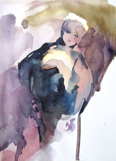 Painting titled "S'en aller" by Sylvia Baldeva, Original Artwork, Watercolor