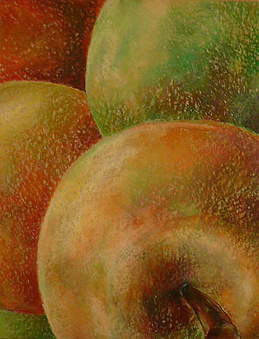 Schilderij getiteld "Pommes" door Sylvia Baldeva, Origineel Kunstwerk, Pastel