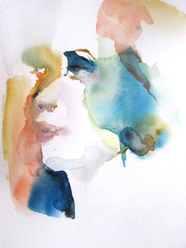 Peinture intitulée "De trois quart" par Sylvia Baldeva, Œuvre d'art originale, Aquarelle