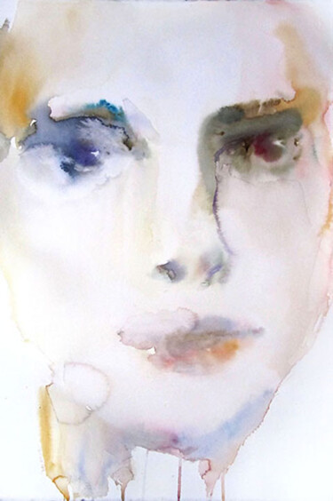 Peinture intitulée "Près du visage" par Sylvia Baldeva, Œuvre d'art originale, Aquarelle