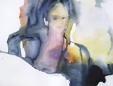 Peinture intitulée "Questionnements" par Sylvia Baldeva, Œuvre d'art originale, Aquarelle