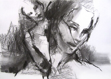 Drawing titled "Mémoire" by Sylvia Baldeva, Original Artwork, Charcoal