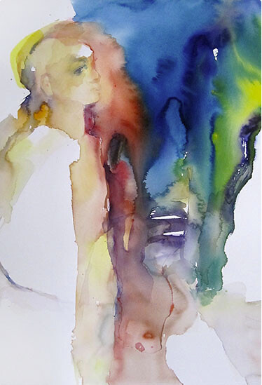 Peinture intitulée "Chemin" par Sylvia Baldeva, Œuvre d'art originale, Aquarelle