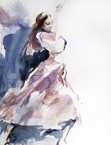 Pittura intitolato "Danseuse espagnole" da Sylvia Baldeva, Opera d'arte originale, Acquarello