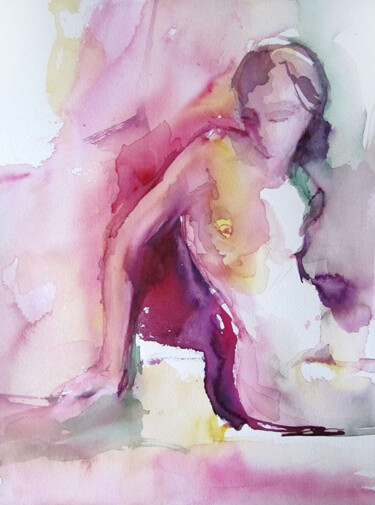 Peinture intitulée "La vie en rose ..." par Sylvia Baldeva, Œuvre d'art originale, Aquarelle