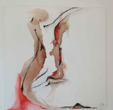 Painting titled "méditation" by Sylvia Brotons, Original Artwork, Oil Mounted on Wood Stretcher frame