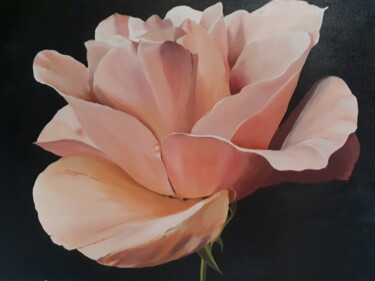 Painting titled "Rose Café au lait" by Sylvia Eder, Original Artwork, Acrylic