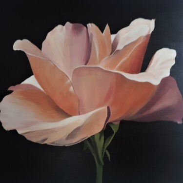 Schilderij getiteld "Peachy rose" door Sylvia Eder, Origineel Kunstwerk, Acryl