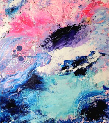 Картина под названием "Vibrant sea" - Sylvia Eder, Подлинное произведение искусства, Акрил Установлен на Деревянная рама для…