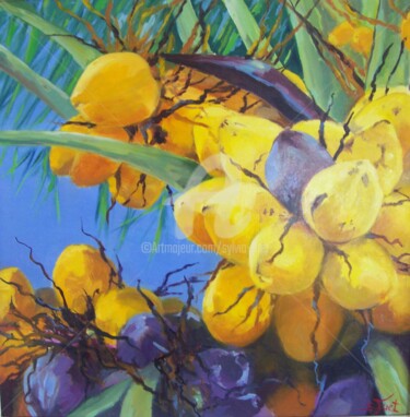 Peinture intitulée "cocos-soleil-iii-40…" par Sylvia Fuet, Œuvre d'art originale