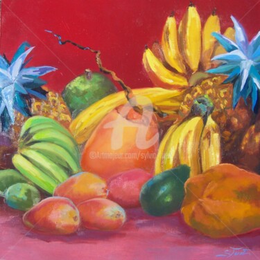 Painting titled "fruits-pays-i-40x40…" by Sylvia Fuet, Original Artwork