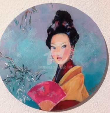 Painting titled "CHINOISERIES I" by Sylvia Fuet, Original Artwork, Oil