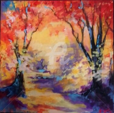 Painting titled "AUTOMNE 2" by Sylvia Fuet, Original Artwork, Acrylic Mounted on Wood Panel