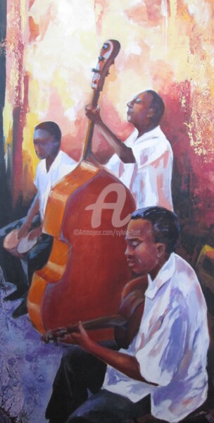 Painting titled "JAZZ" by Sylvia Fuet, Original Artwork, Oil