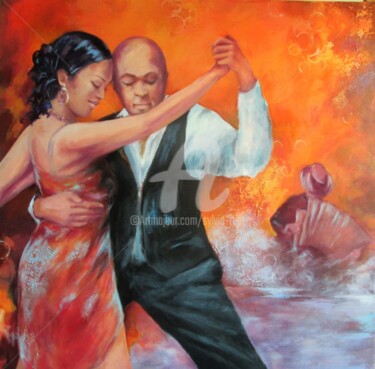 Painting titled "TANGO II" by Sylvia Fuet, Original Artwork, Oil