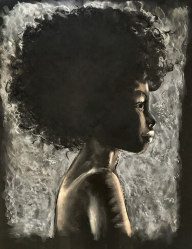 Рисунок под названием "l'attente joyeuse" - Sylvia Lorrain, Подлинное произведение искусства, Пастель