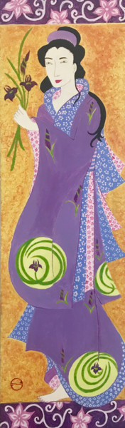 Peinture intitulée "Geisha Iris" par Sylvia Rime, Œuvre d'art originale, Acrylique