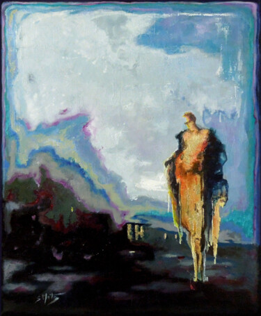 Painting titled "Candélabre" by Sylvia Mota, Original Artwork, Oil Mounted on Wood Stretcher frame