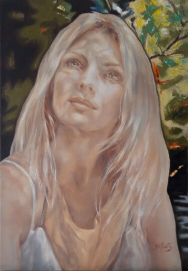 Painting titled "Barbara dans les bo…" by Sylvia Mota, Original Artwork, Oil