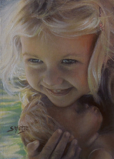 Painting titled "La poupée" by Sylvia Mota, Original Artwork, Oil