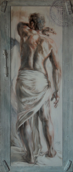 Painting titled "Rédemption" by Sylvia Mota, Original Artwork, Oil Mounted on Wood Stretcher frame