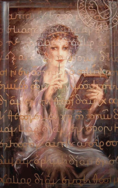 Peinture intitulée "Lettre à Sappho" par Sylvia Mota, Œuvre d'art originale, Huile Monté sur Châssis en bois