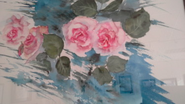 Painting titled "roses" by Sylviane Chapon, Original Artwork