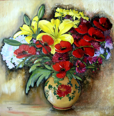 Peinture intitulée "18-bouquet-enchante…" par Sylviane Petit, Œuvre d'art originale