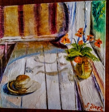 Peinture intitulée "le chapeau de paill" par Sylviane Joséphine Tirez, Œuvre d'art originale, Huile