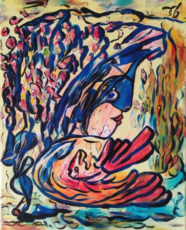 绘画 标题为“L'école  vue en rose” 由Sylviane Dréau (Sylviou), 原创艺术品, 丙烯