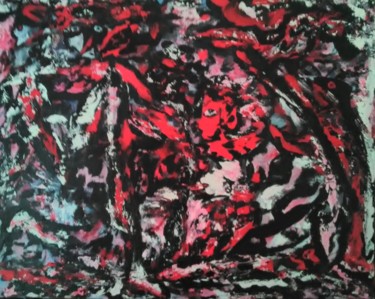 Pittura intitolato "Rêve en rouge et no…" da Sylviane Dréau (Sylviou), Opera d'arte originale, Acrilico