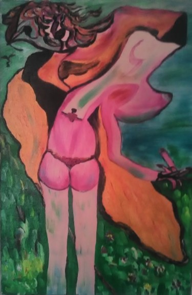 Peinture intitulée "La traque au dahu" par Sylviane Dréau (Sylviou), Œuvre d'art originale, Huile