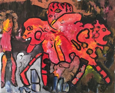 Peinture intitulée "Les croquemitaines" par Sylviane Dréau (Sylviou), Œuvre d'art originale, Acrylique