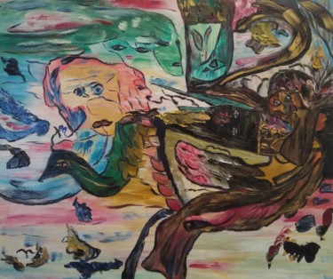 Malerei mit dem Titel "Les fossoyeurs" von Sylviane Dréau (Sylviou), Original-Kunstwerk, Öl