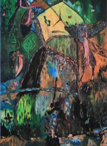 Malerei mit dem Titel "L'heure du glas" von Sylviane Dréau (Sylviou), Original-Kunstwerk, Öl