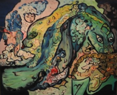 Peinture intitulée "Si loin la Terre pr…" par Sylviane Dréau (Sylviou), Œuvre d'art originale, Huile