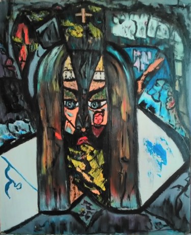 Картина под названием "Chair de Christ" - Sylviane Dréau (Sylviou), Подлинное произведение искусства, Масло