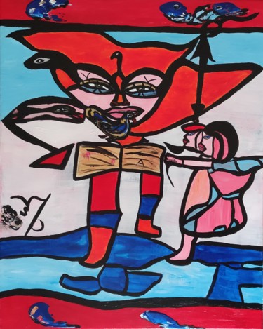Картина под названием "Les enfants du pater" - Sylviane Dréau (Sylviou), Подлинное произведение искусства, Акрил