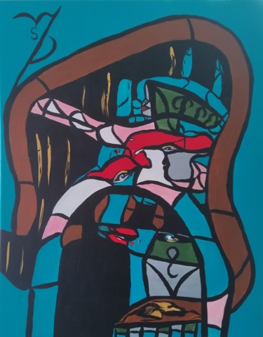 Peinture intitulée "La porte au serpent" par Sylviane Dréau (Sylviou), Œuvre d'art originale, Acrylique