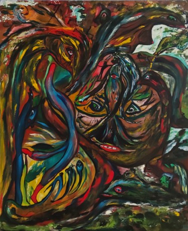 Peinture intitulée "Dinde ou autruche ?" par Sylviane Dréau (Sylviou), Œuvre d'art originale, Huile