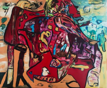 Peinture intitulée "Armure à aile rouge…" par Sylviane Dréau (Sylviou), Œuvre d'art originale, Huile