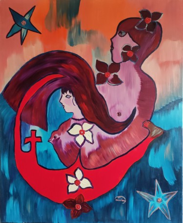 Peinture intitulée "La Caravelle des Ea…" par Sylviane Dréau (Sylviou), Œuvre d'art originale, Huile
