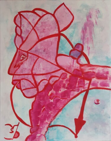 Painting titled "IZA ROSA N° II" by Sylviane Dréau (Sylviou), Original Artwork, Acrylic