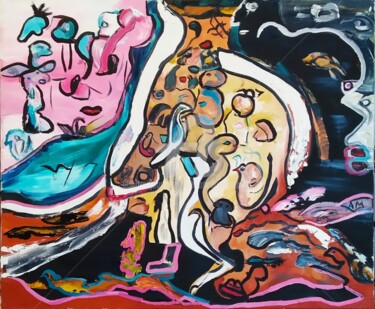Картина под названием "Lescargot, empreint…" - Sylviane Dréau (Sylviou), Подлинное произведение искусства, Масло