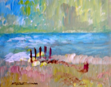 Painting titled "Fort-Mahon" by Sylviane Dubois, Original Artwork, Acrylic Mounted on Wood Panel