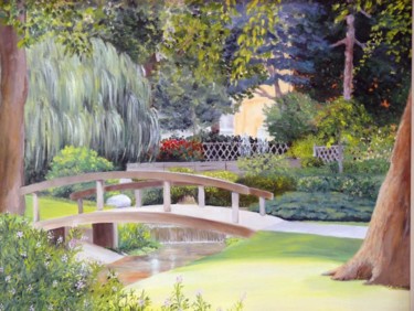 Peinture intitulée "jardin St Roch Le H…" par Sylviane Nadaud, Œuvre d'art originale