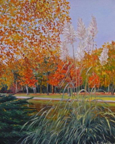 Peinture intitulée "Forêt de Montgeon" par Sylviane Nadaud, Œuvre d'art originale