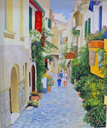 Peinture intitulée "Ruelle de Collioure" par Sylviane Nadaud, Œuvre d'art originale