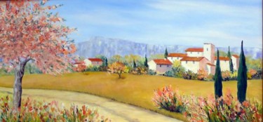 Peinture intitulée "paysage provençal" par Sylviane Nadaud, Œuvre d'art originale